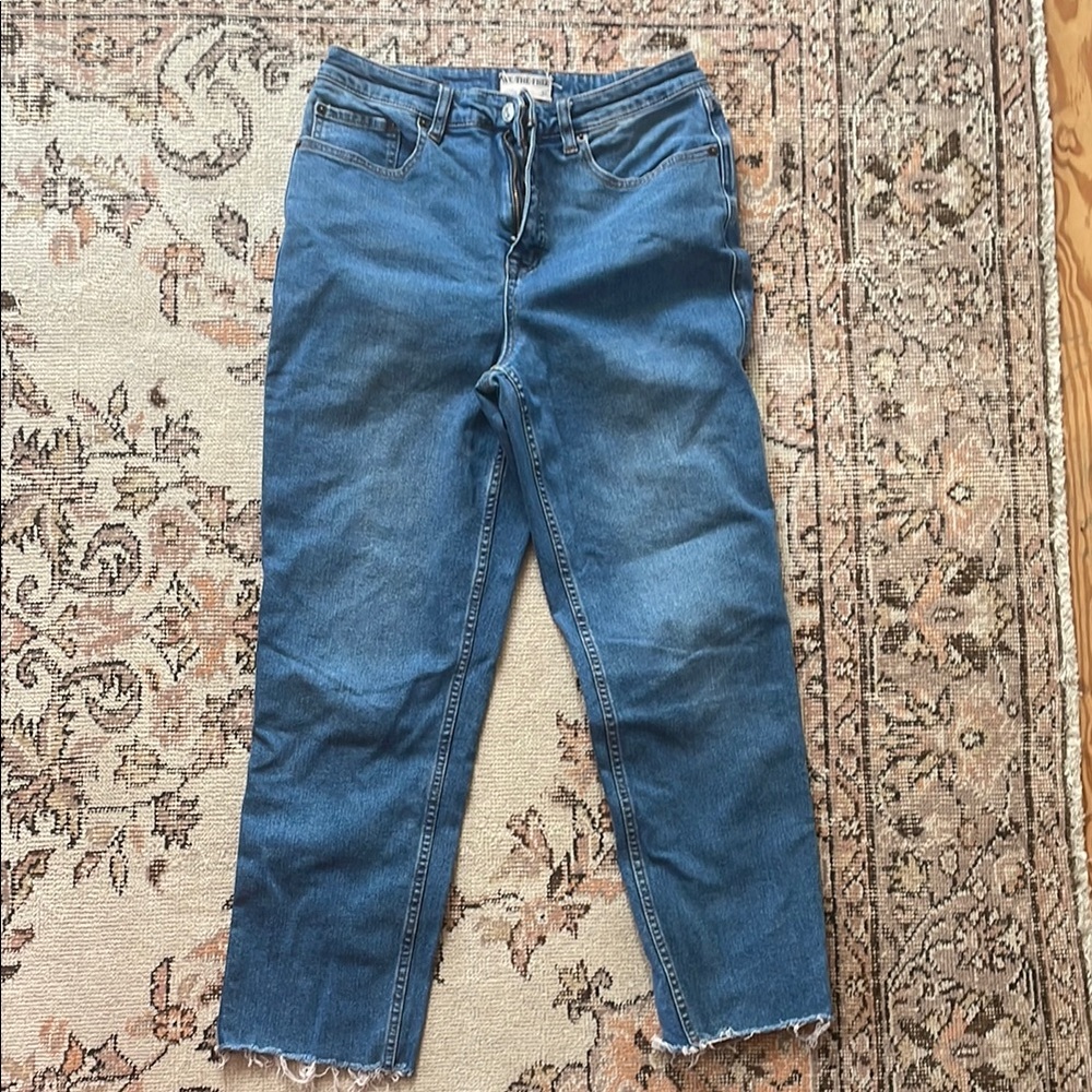 Free People Blue Ankle Cropped Jeans with Raw Hem
